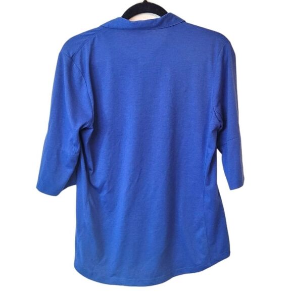 Stio Women's Cobalt Blue Cotton Blend Button Front Top Size L - Picture 2 of 5